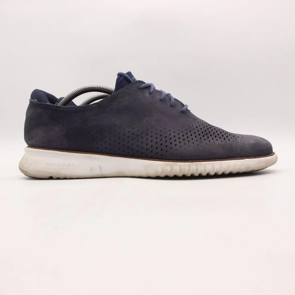 Cole Haan 2.Zerogrand Lined Laser Men's 10.5 Wingtip Oxford Blue Nubuck C23806